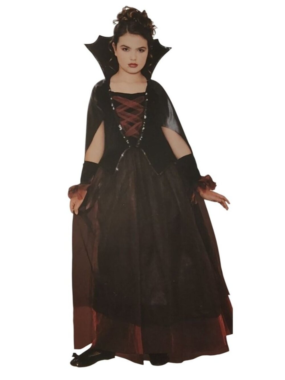 Girls XL (14/16) Draculas Darling Dress With Cape Vampire Halloween Costume